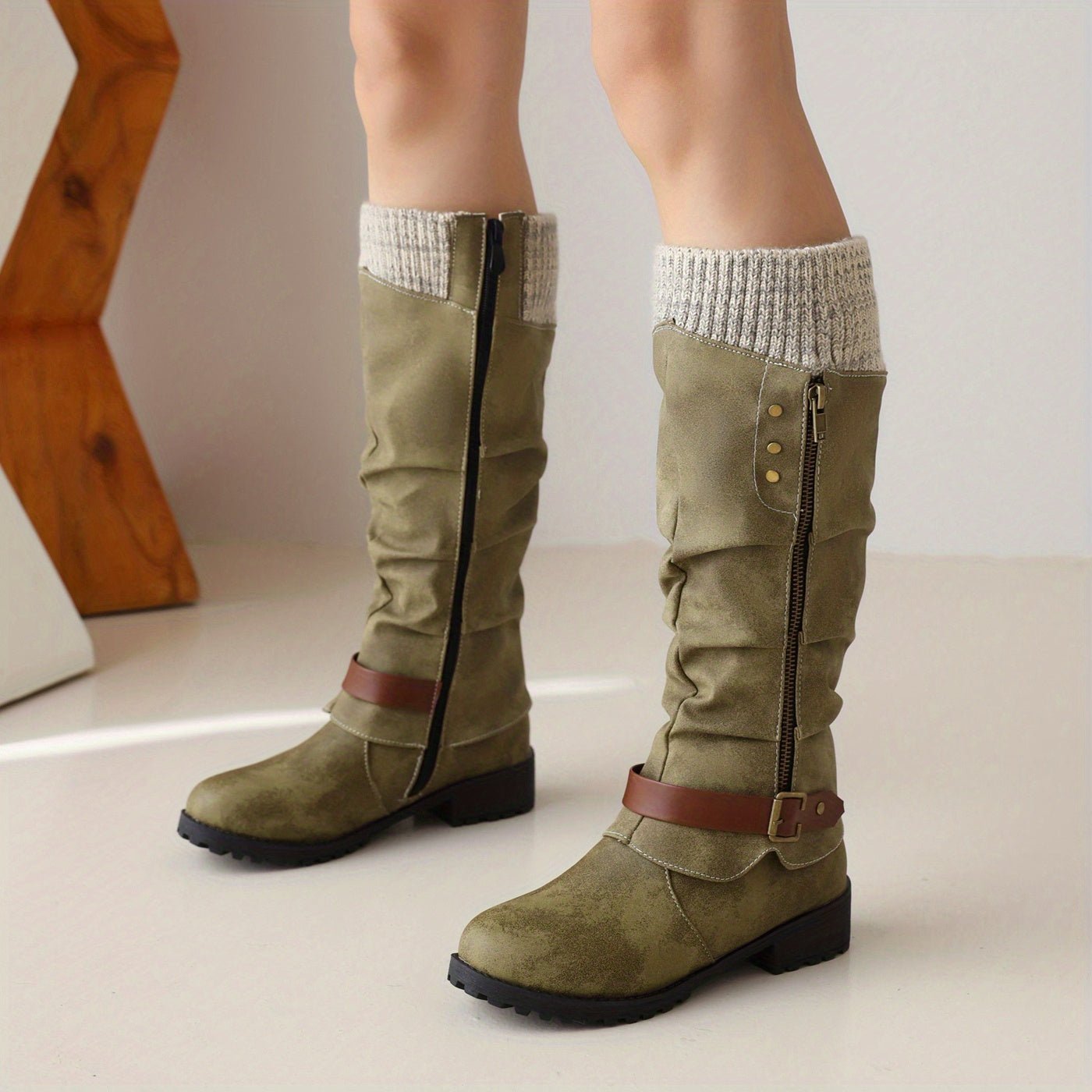 Mid - calf vintage western boots for women; warm - AdeLShop