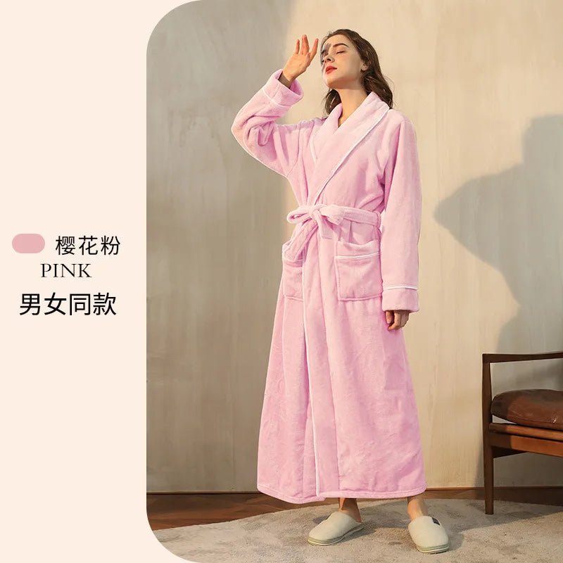 New Bathrobe Gown Warm Flannel Sleepwear Men Shower Robe Home Clothes - AdeLShop