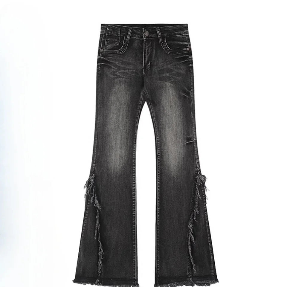 New high jeans women winter raw edge splicing slim trousers - AdeLShop