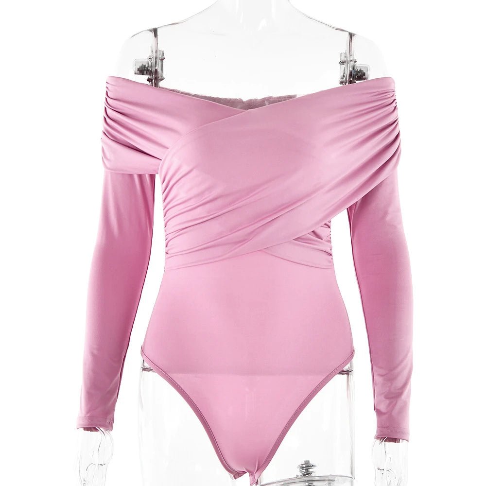 New Solid Sexy Off Shoulder Bodysuits Women Fashion - AdeLShop