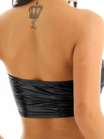 Nightclub Stage Sexy Chest Vest Patent Leather Chest PU Black Bright Leather Vest Woman - AdeLShop