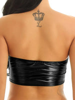 Nightclub Stage Sexy Chest Vest Patent Leather Chest PU Black Bright Leather Vest Woman - AdeLShop